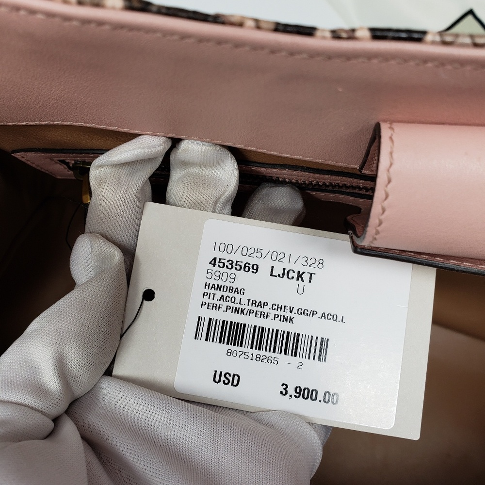 New Retail $3,990 Gucci Marmont Nude Python Tote - Picture 7 of 8